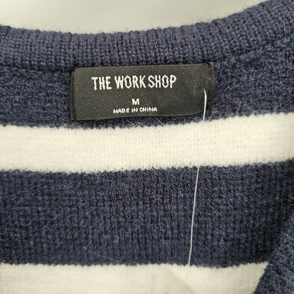 Stripe Fitted Crop Nautical Academia Soft Sweater Vest Medium Work Shop New - Picture 7 of 8